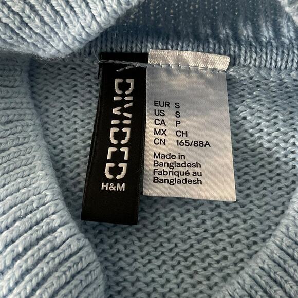 Divided H&M Womens Small Light Blue Sweater Midriff Tight Knit - Picture 3 of 7